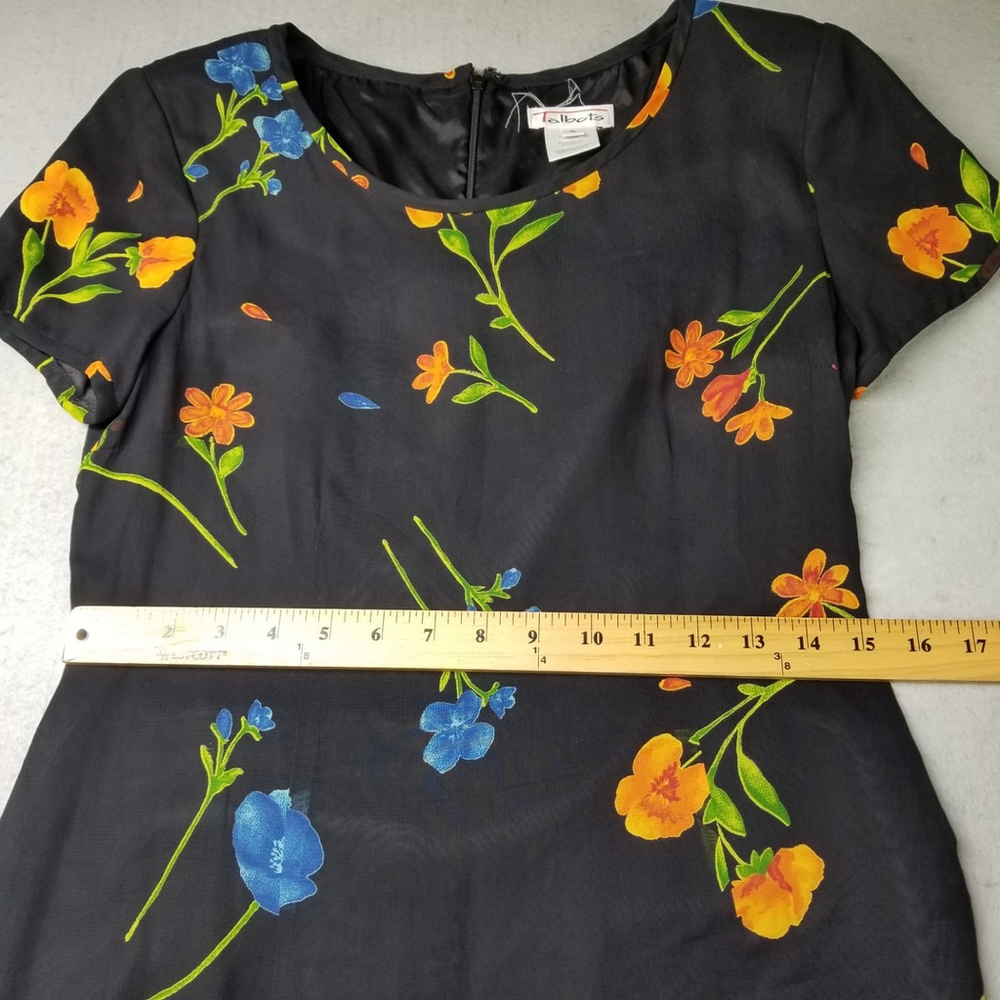 Talbots Maxi Dress Womens Size 4 Black Flowers Floral Allover Made USA - Picture 4 of 11